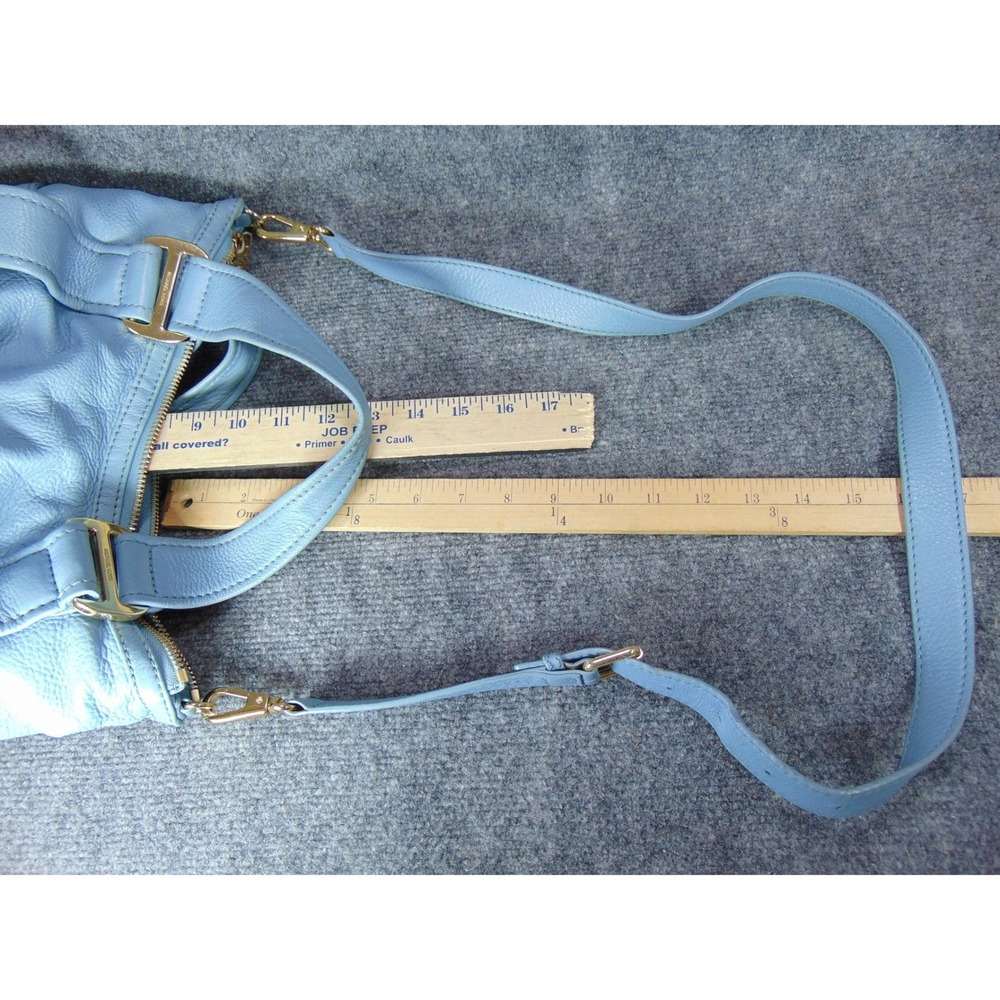 Michael Kors Purse Light Blue Bedford Leather Shoulder Bag Gold Tone Hardware - Picture 15 of 16